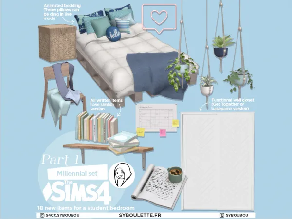 MILLENNIAL BEDROOM CC SIMS 4 PART 1 BY syboulette