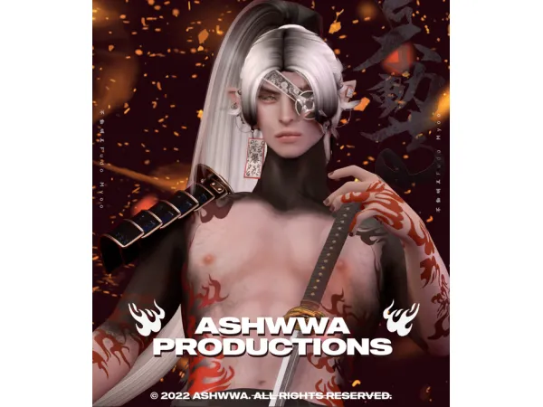 Mix Fudo Myoo tattoo by ASHwwa - The Sims 4 Custom Content