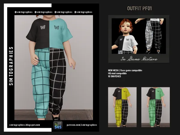 Alpha Outfit Top and Pants PF01 - The Sims 4 Custom Content