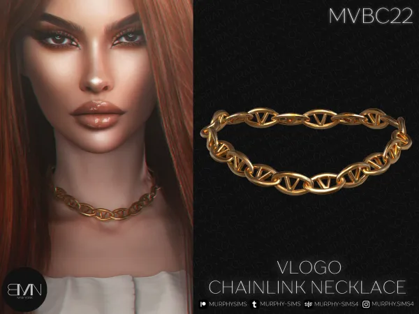 Alpha VLogo Chainlink Necklace - The Sims 4 Custom Content