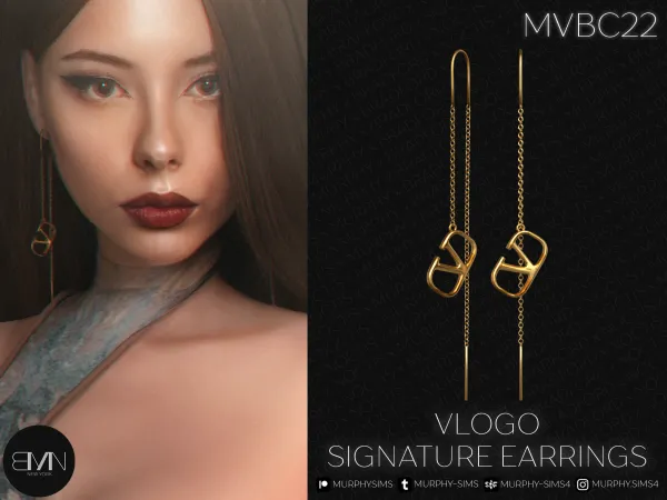 Alpha VLogo Signature Earrings - The Sims 4 Custom Content