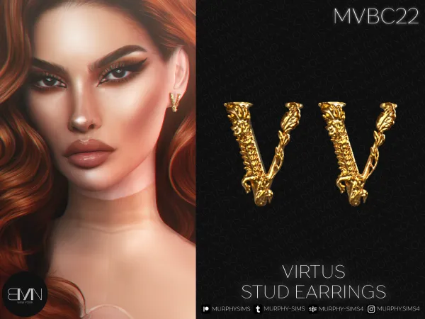 Alpha Virtus Stud Earrings - The Sims 4 Custom Content