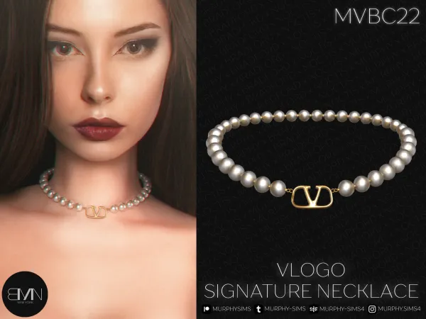 Alpha VLogo Signature Metal Necklace - The Sims 4 Custom Content
