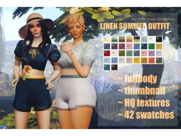 Maxis Match [ORTELASSA] LINEN SUMMER OUTFIT - The Sims 4 Custom Content