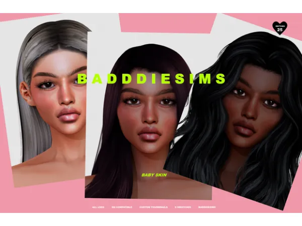 Alpha BABY SKIN 25 SWATCHES by BadddieSims - The Sims 4 Custom Content