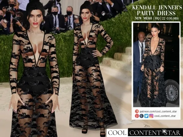 Alpha Kendall Jenner's Transparent Gown cool_content_star - The Sims 4 Custom Content