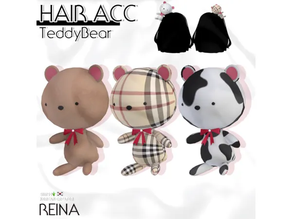 Alpha TEDDY BEAR HAIR ACC by simsfinds - The Sims 4 Custom Content