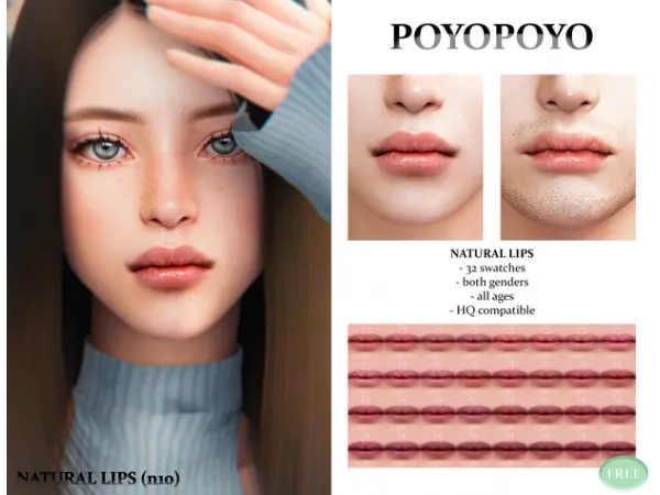 Alpha Natural Lips Lips n10 by [poyopoyo] - The Sims 4 Custom Content