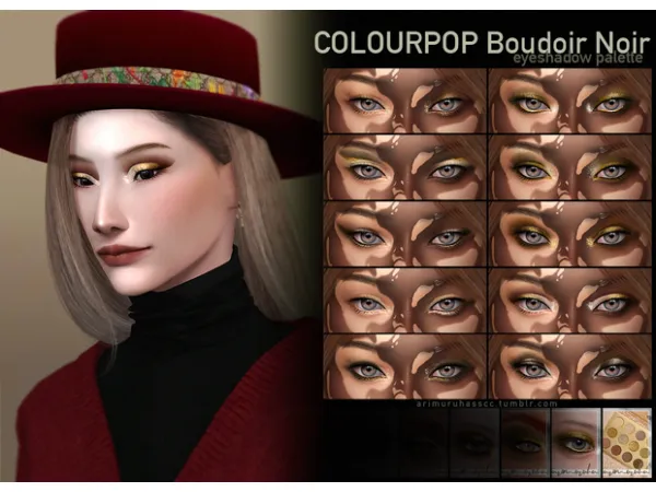 Alpha COLOURPOP Boudoir Noir eyeshadow palette by Arimuruha - The Sims 4 Custom Content