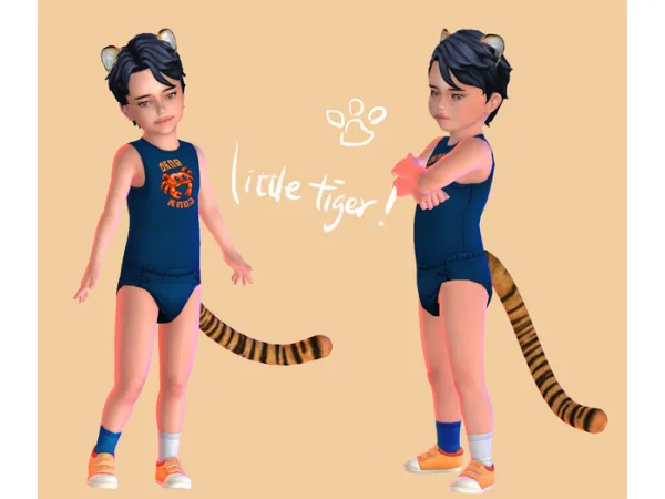 Maxis Match tiger eartail toddler by ASHwwa - The Sims 4 Custom Content
