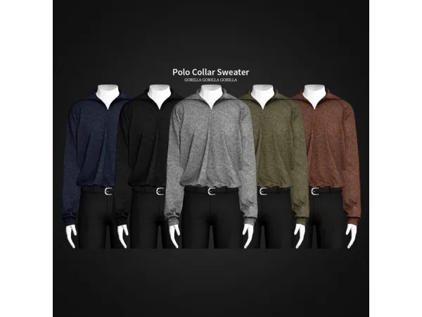 Alpha Polo Collar Sweater by [Gorilla Gorilla Gorilla] - The Sims 4 Custom Content