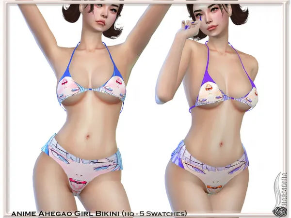 Alpha Anime Ahegao Girl Bikini by harmoniasims4 - The Sims 4 Custom Content
