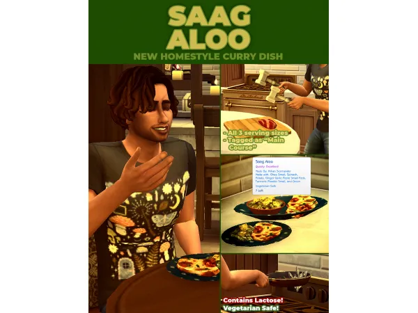 Maxis Match Saag Aloo New Custom Recipe by RobinKLocksley - The Sims 4 Custom Content