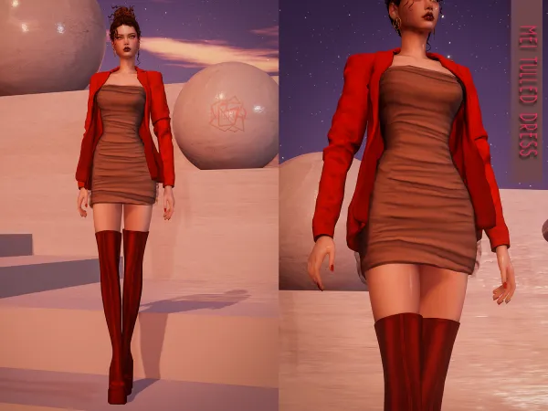 Alpha Mei Tulled Dress BRsims by bluerose-sims - The Sims 4 Custom Content