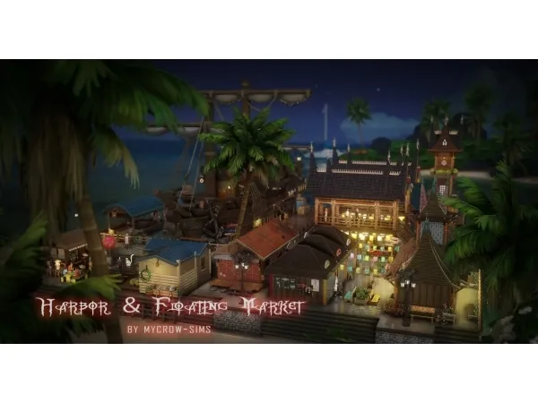 Maxis Match Harbor Floating Market - The Sims 4 Custom Content