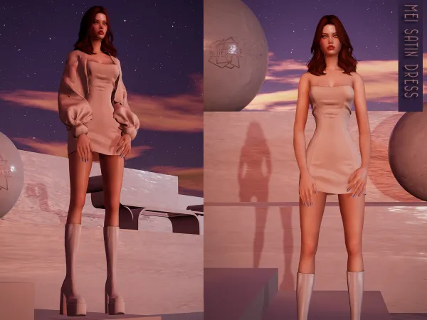 Alpha Mei Satin Short Dress - The Sims 4 Custom Content