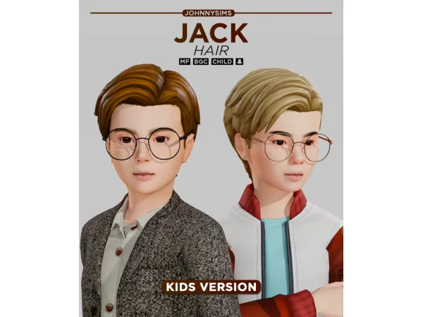 Maxis Match Jack Hair (Kids Ver) by JohnnySims - The Sims 4 Custom Content