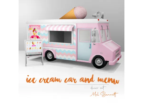 Alpha Ice Cream Car and Menu by melbennett - The Sims 4 Custom Content