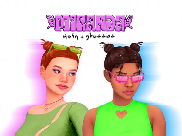 Maxis Match Miranda Hair Y2K Glasses by ikarisims - The Sims 4 Custom Content