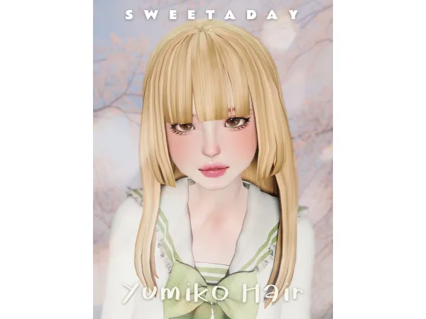 Maxis Match YUMIKO HAIR by sweetaday - The Sims 4 Custom Content