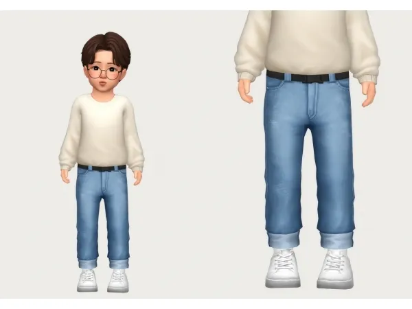 Maxis Match yun cuffed jeans by casteru - The Sims 4 Custom Content