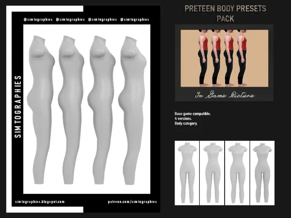 Alpha Preteen Body Preset - The Sims 4 Custom Content