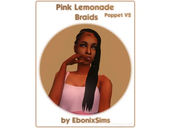 4t2 Pink Lemonade Braids by EbonixSims - The Sims 2 Custom Content