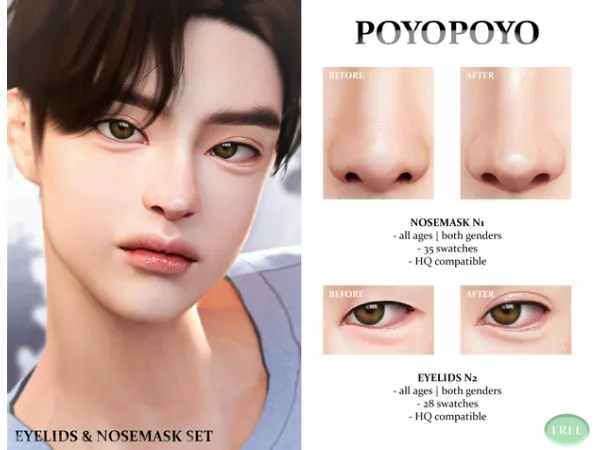Alpha Nosemask Eyelids Set by PoyoPoyo - The Sims 4 Custom Content