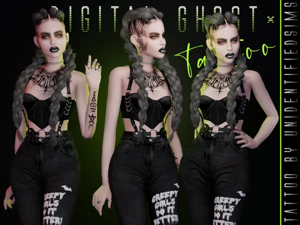 Mix Digital Ghost Tattoo by unidentifiedsims - The Sims 4 Custom Content