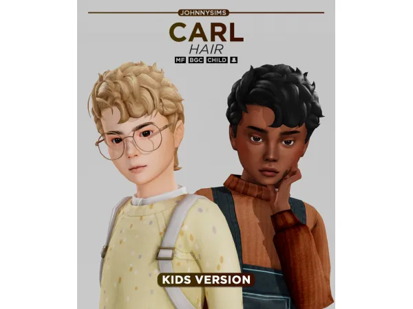 Maxis Match Carl Hair (Kids Ver) by JohnnySims - The Sims 4 Custom Content