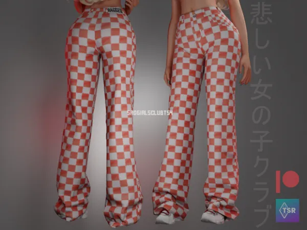 Alpha red rook checkered jeans by SAD GIRLS CLUB - The Sims 4 Custom Content