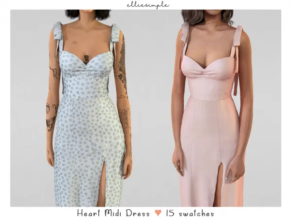 Alpha elliesimple heart midi dress - The Sims 4 Custom Content