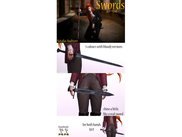 Maxis Match Sword accs Auditore by Natalia - The Sims 4 Custom Content