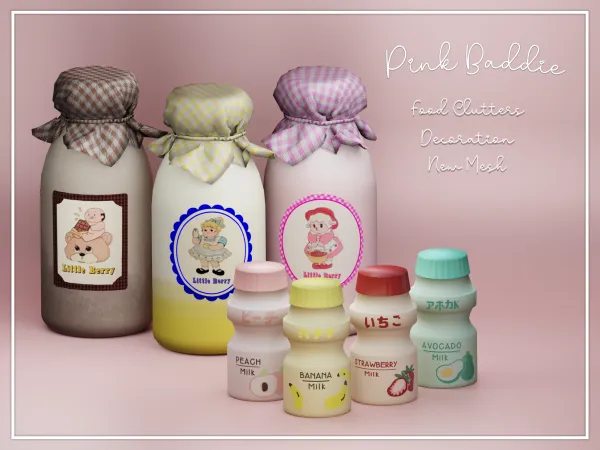 Alpha Food Clutters Yakult and Milk Bottle - The Sims 4 Custom Content