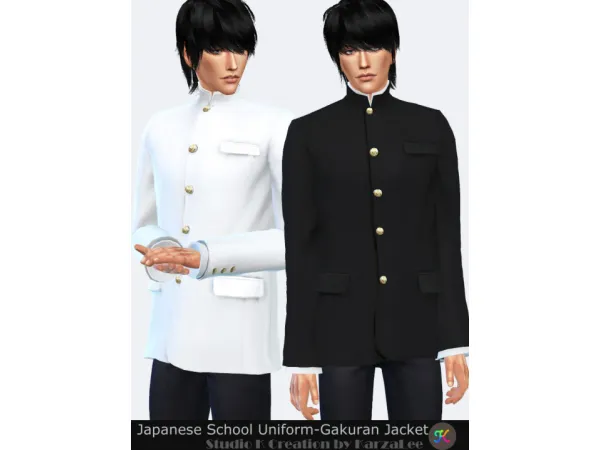 Alpha Japanese School Uniform Gakuran Jacket - The Sims 4 Custom Content