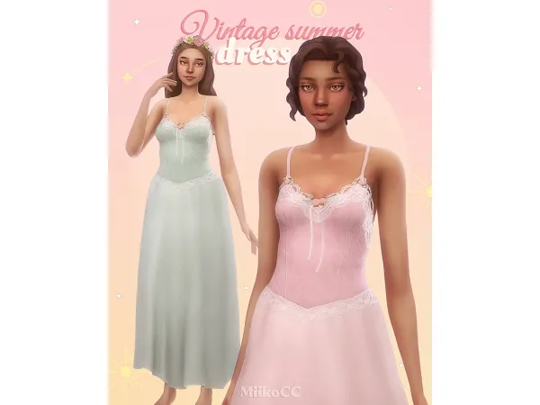 Maxis Match Vintage summer dress by Miiko - The Sims 4 Custom Content