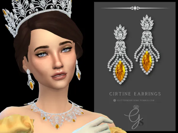 Mix Citrine Earrings by Glitterberry Sims - The Sims 4 Custom Content