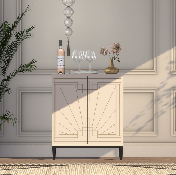 Alpha Carraway Drinks Cabinet Sideboard by simsfinds - The Sims 4 Custom Content