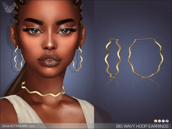 Alpha BIG WAVY HOOP EARRINGS by simsfinds - The Sims 4 Custom Content