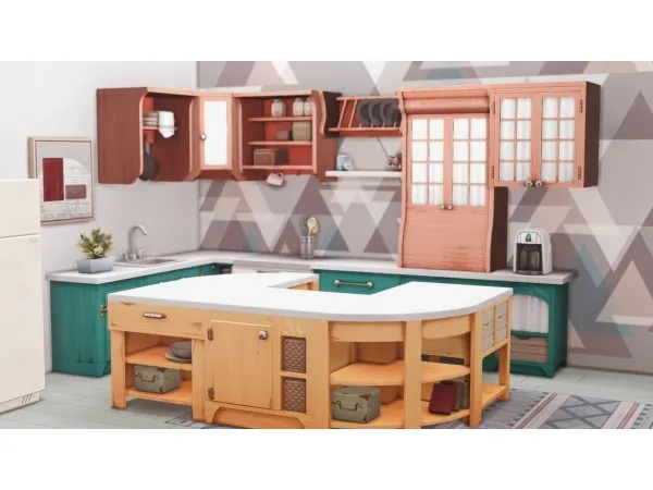 Maxis Match Country Kitchen Counters Cabinet - The Sims 4 Custom Content