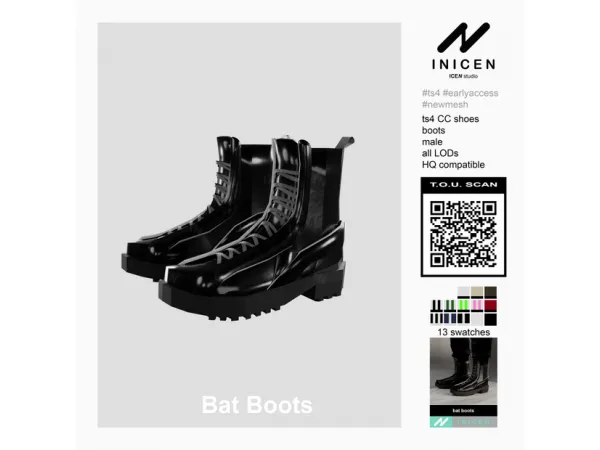 Alpha INICEN bat boots - The Sims 4 Custom Content