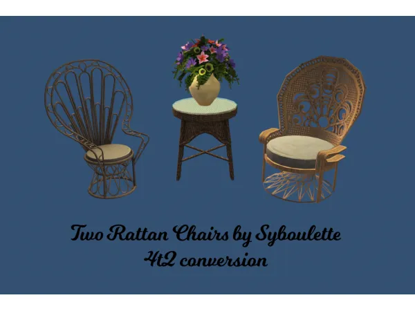 TWO RATTAN CHAIRS (4T2 CONVERSION) by SYBOULETTE - The Sims 2 Custom Content