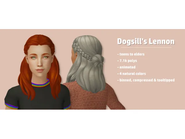 Dogsills Lennon hair 4t2 conversion - The Sims 2 Custom Content