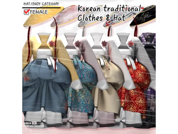 Alpha Korean traditional clothes hat by Reina Sims4 - The Sims 4 Custom Content