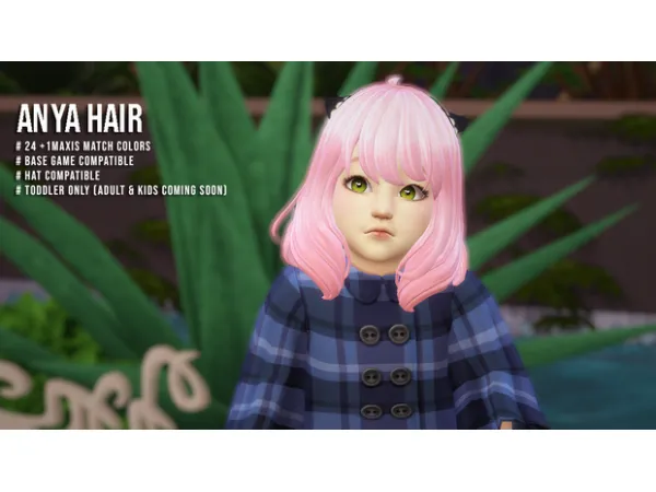 Maxis Match Anya Forger hair by simsfinds - The Sims 4 Custom Content