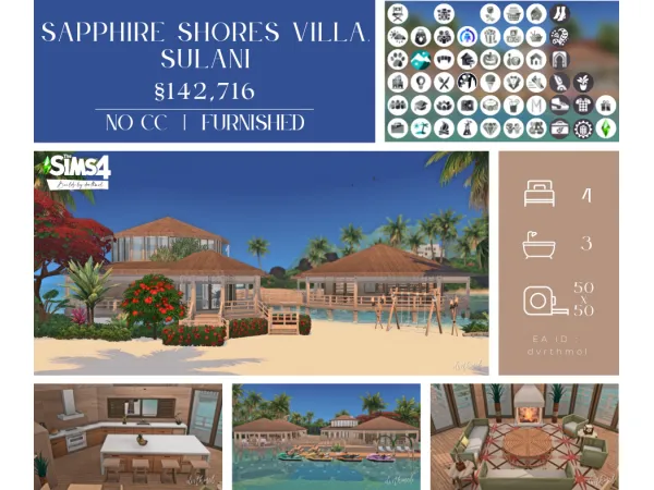Maxis Match SAPPHIRE SHORES VILLA SULANI - The Sims 4 Custom Content