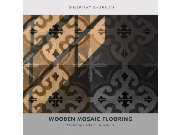 Alpha Wooden Mosaic Flooring by SimspirationBuilds - The Sims 4 Custom Content
