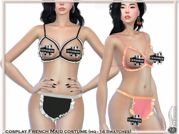 Alpha COSPLAY FRENCH MAID COSTUME by harmoniasims4 - The Sims 4 Custom Content