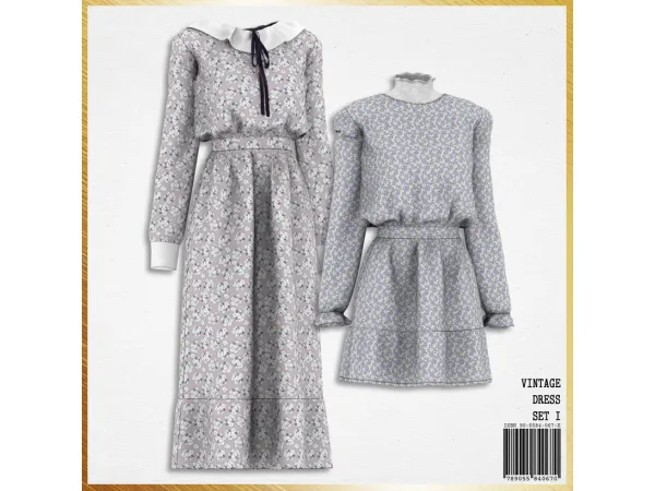 Alpha Vintage Dress set_part1 by simsfinds - The Sims 4 Custom Content