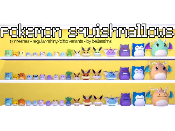 Maxis Match Pokemon Themed Squishmallow Add On Set by Bellassims - The Sims 4 Custom Content